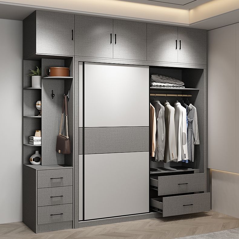 Modern Style Wooden Wardrobe White Colour Wardrobe Closet with Sliding Door