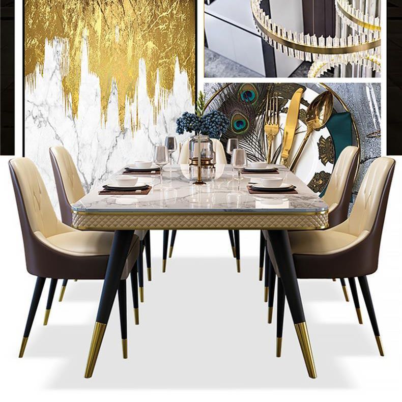 Traditional Luxury Dining Table Rectangle 4 Legs Dining Table for Living Room