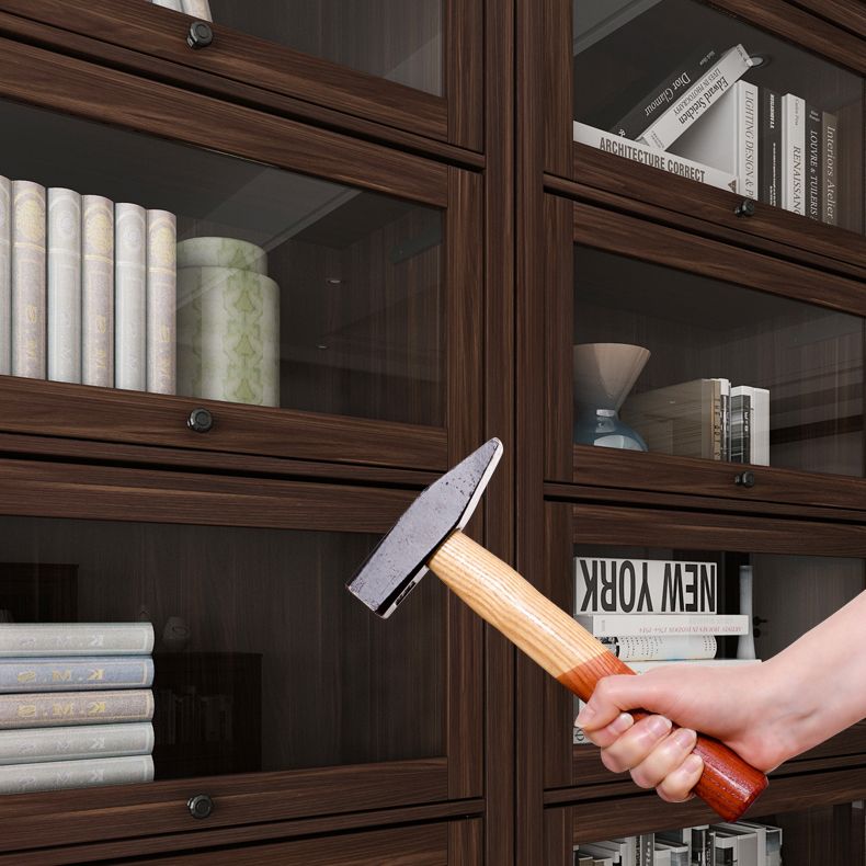 Espresso Shelf Bookcase Modern & Contemporary Bookshelf with Doors for Study Room