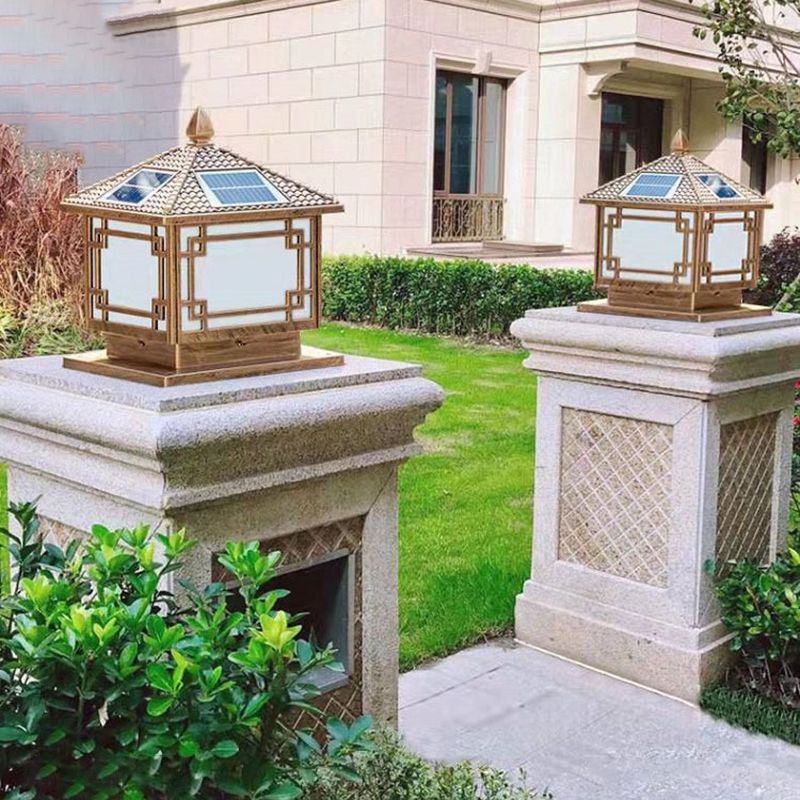 Modern LED Pillar Lighting Fixture Household Solar Light for Garden