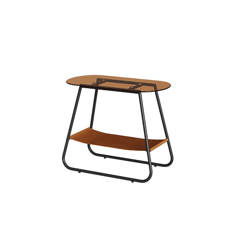 Elliptical Glass Sled Side Table 20.9"tall 1-Shelf End Table