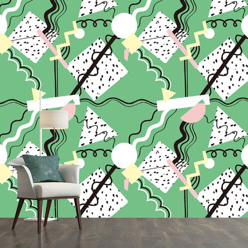 Green-White Childrens Art Murals Large Cakes Drawing Wall Decoration for Nursery