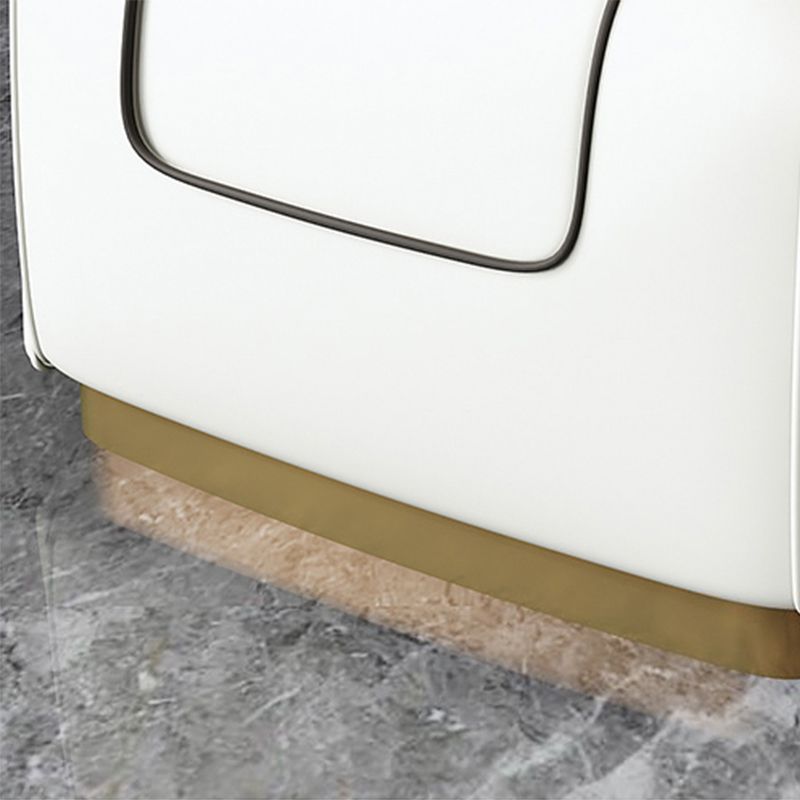 Contemporary Bonded Leather Arms Included Gold Base Accent Armchair