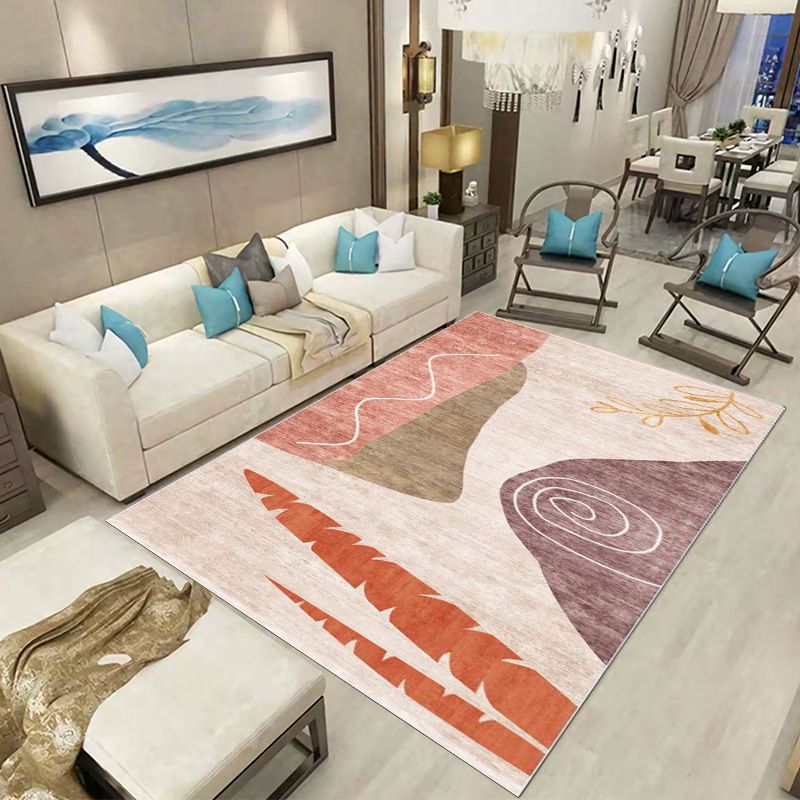 Tapis nordique rose en Polyester, bloc de couleur, tapis d'intérieur résistant aux taches, pour la décoration de la maison