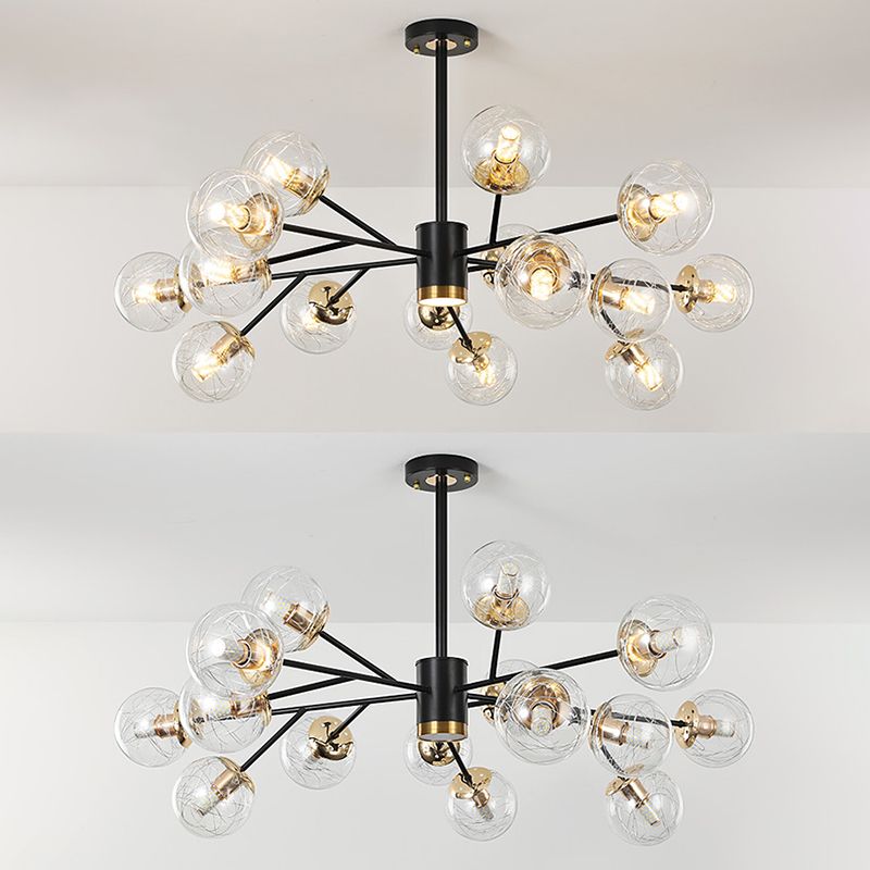 Contemporary Sphere Chandelier Lights Glass Chandelier Pendant Light in Black