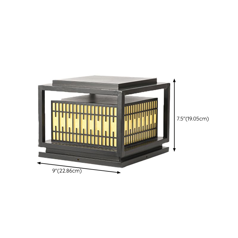 Rectangular Shape Metal Waterproof Pillar Lamp Modern 1 Light Outdoor Lights in Black