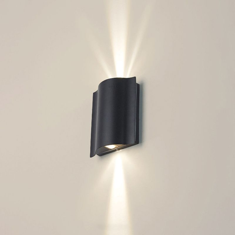 Black Rectangular Outdoor LED Wall Lamp in Modern Creative Style Aluminium Waterproof Wall Sconce