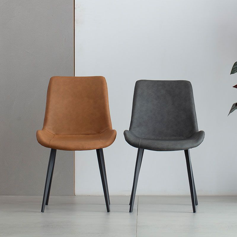 Sillas de comedor estilo moderno Silla individual sin brazos con patas de metal