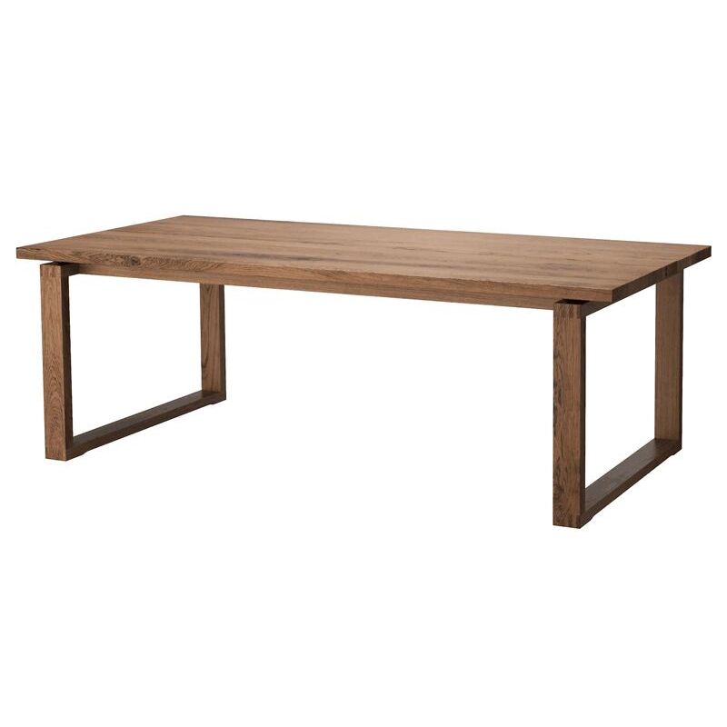Mesa de comedor de madera rectangular mesa moderna de pino en marrón con pedestal doble