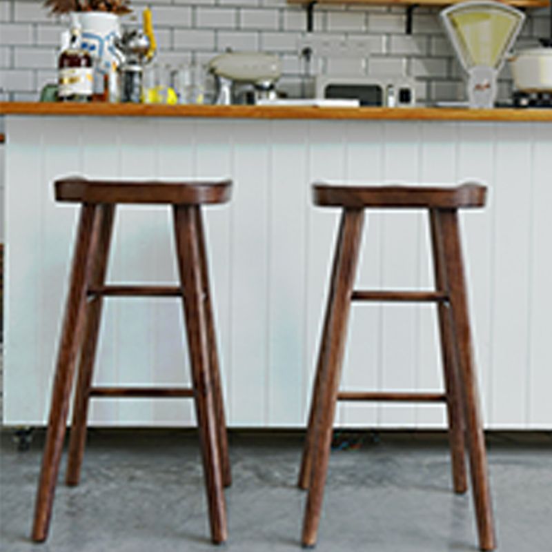 Armless Saddle Seat Counter Stool Modern Solid Wood Footrest Bar Chair