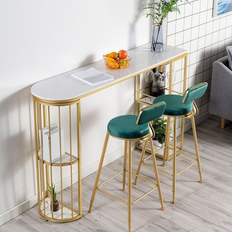 Industrial Style Bistro Bar Desk Marble Top Specialty Pub Table for Cafe