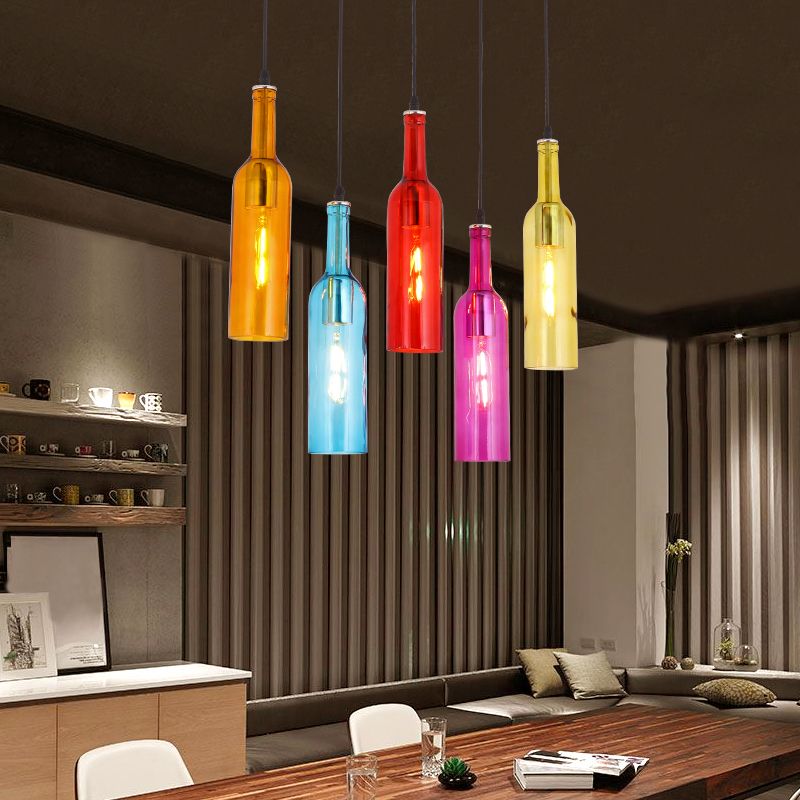 Bierflessen multi plafondlamp kunst decor gekleurd glas