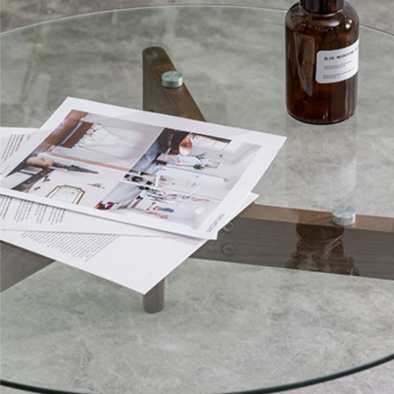 Round Clear Glass Coffee Table Nordic 3 Legs Coffee Cocktail Table