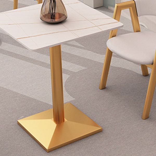 Traditional Luxury Dining Room Table Sintered Stone Table with Gold Metal Base