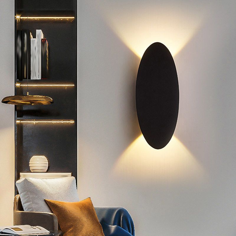 Oval Shape Wall Lamp Modern Style Metal 2 Lights Wall Light in White/Black