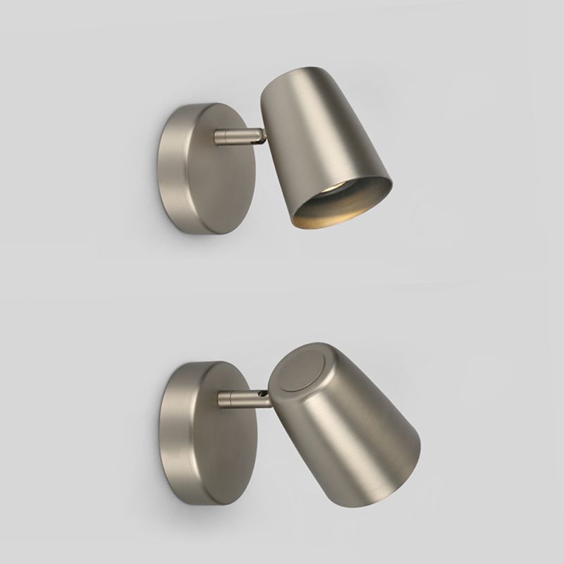 Lámparas de pared de pared de cilindro de metal contemporáneos 1 lámparas de luz de luz en plata