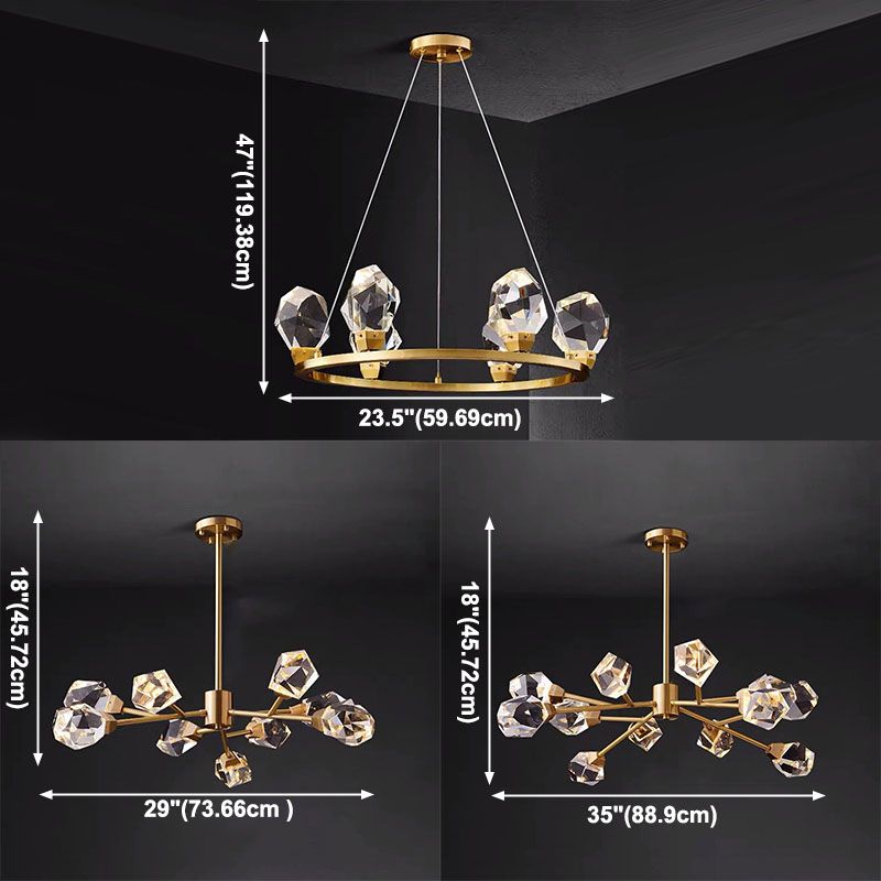 Kristallschattierte Decke Anhänger Licht moderner LED Kronleuchter Anhänger Licht in Gold