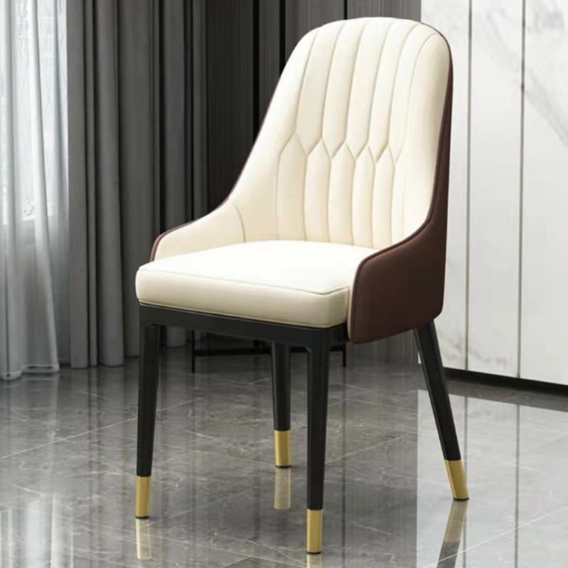 Modern Style Arm Chair Metal Solid Back Dining Chair for Kitchen