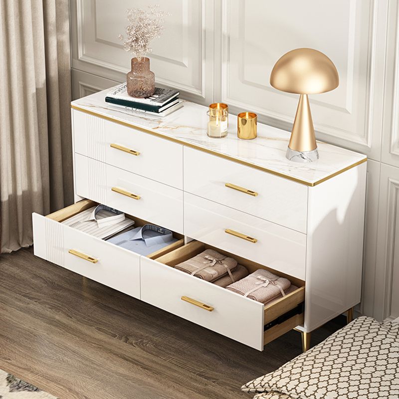 Contemporary Glam Stone Storage Chest Home Chest in White with Drawers