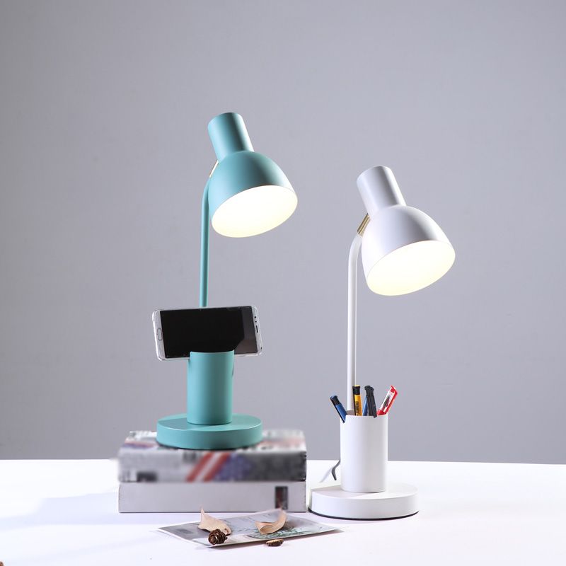 Bell Shade Metall Lesen Lampe Macaron Style 1 Kopftischleuchte mit Stiftbehälter