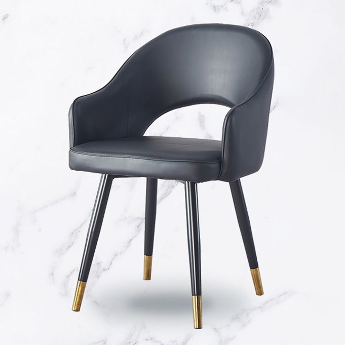 Sillón casero escandinavo tapizado con respaldo abierto Silla de comedor de metal