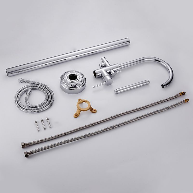 Modern Floor Mounted High Arc Freestanding Tub Filler Freestanding Copper Tub Filler Trim