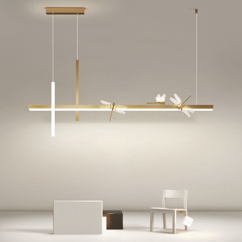 Luces de isla colgantes de libélula ultra contemporánea accesorios de iluminación de araña acrílica para restaurante
