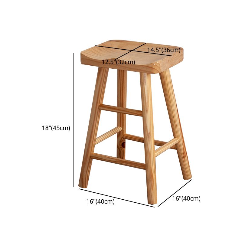Zeitgenössischer klappbarer Barhocker aus massivem Holz für den Innenbereich mit Holzsitz und Fußstütze