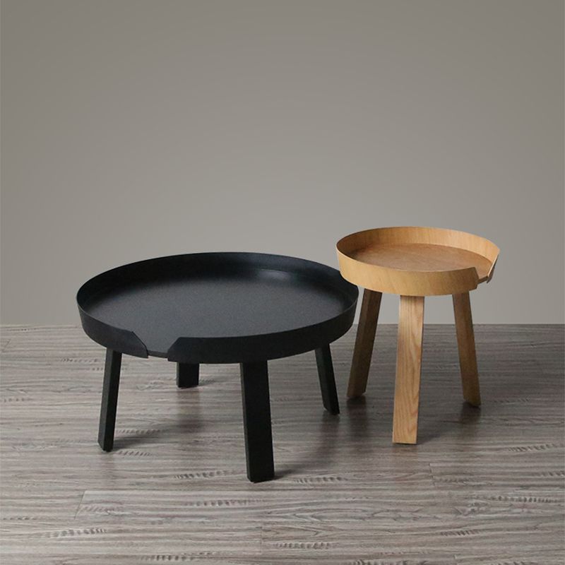 Solid Wood Tray Top End Table 3/4 Legs 2 Pieces Side Table Set