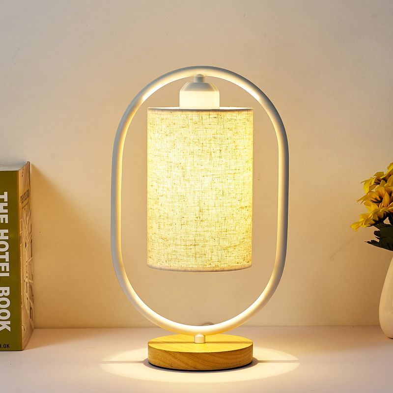 Colonna spina nell'illuminazione per comodini Fassuto moderno Manotte a 1 luci Light con cornice di ellisse nero/bianco e base in legno