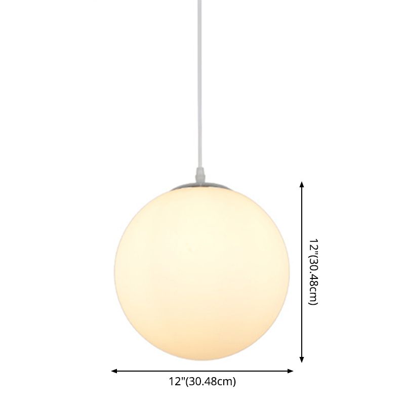 1 Light Round Ceiling Light Modern Simple White Glass Ceiling Fixture for Restaurant