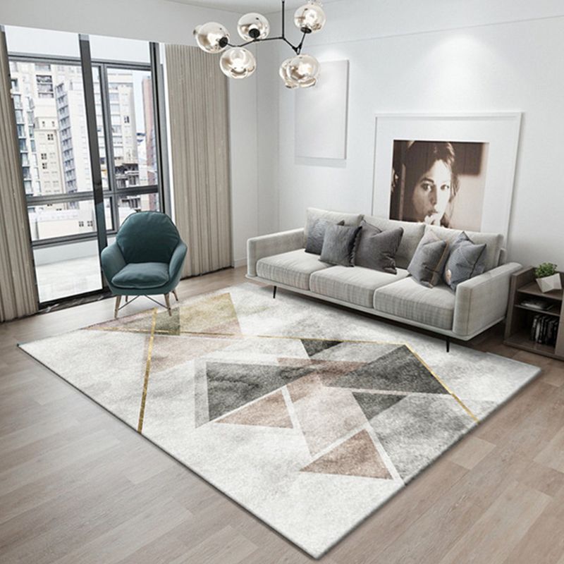 Scandinavian Geometric Printed Rug Multi Colored Simple Area Carpet Non-Slip Backing Washable Indoor Rug for Parlor