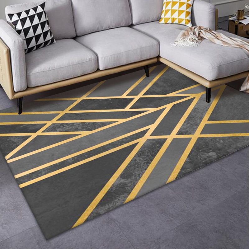 Tapis de tapis moderne en or tapis lavable en polyester pour le salon
