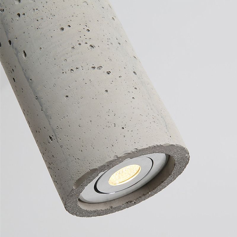 Cement Cylinder LED Track Light Nordic Style 1-LED Pendant Lighting in Gray for Kitchen Island