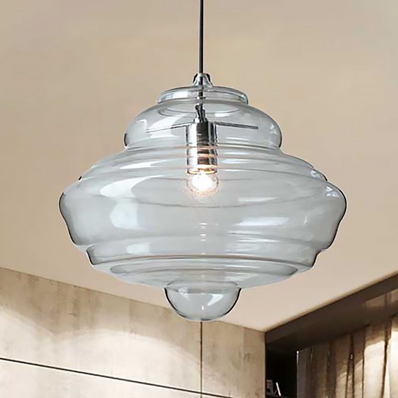 Spool contemporaneo/a sospensione Luce a sospensione Clear/Blu Fuffle Glass 1 Luce Luce a soffitto appeso