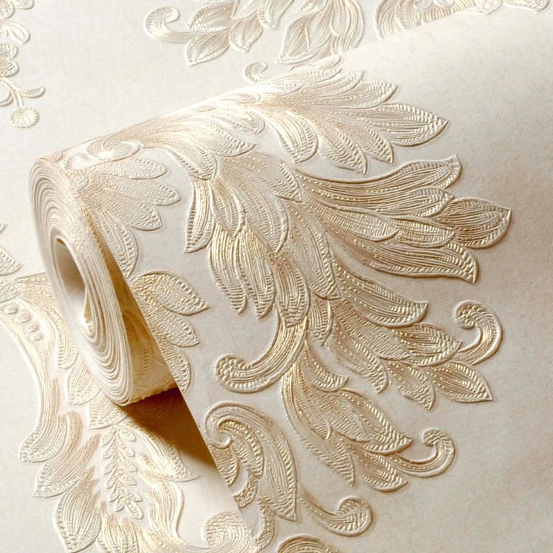 Rouleau de papier peint luxueux de couleur douce, décoration murale en jacquard de 54,2 pieds carrés pour le salon