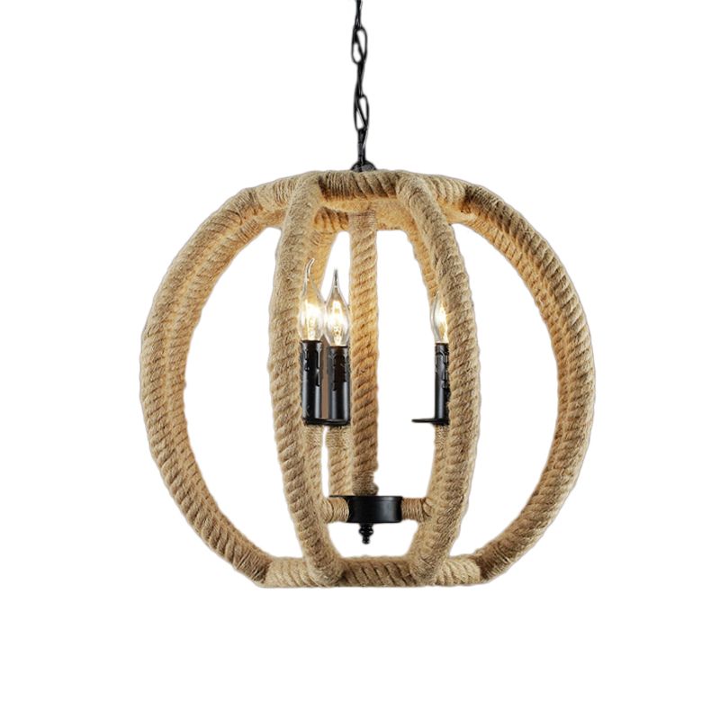 Lustre à 3 légers Chandelier industriel en corde beige industrielle pour salle à manger pour la salle à manger