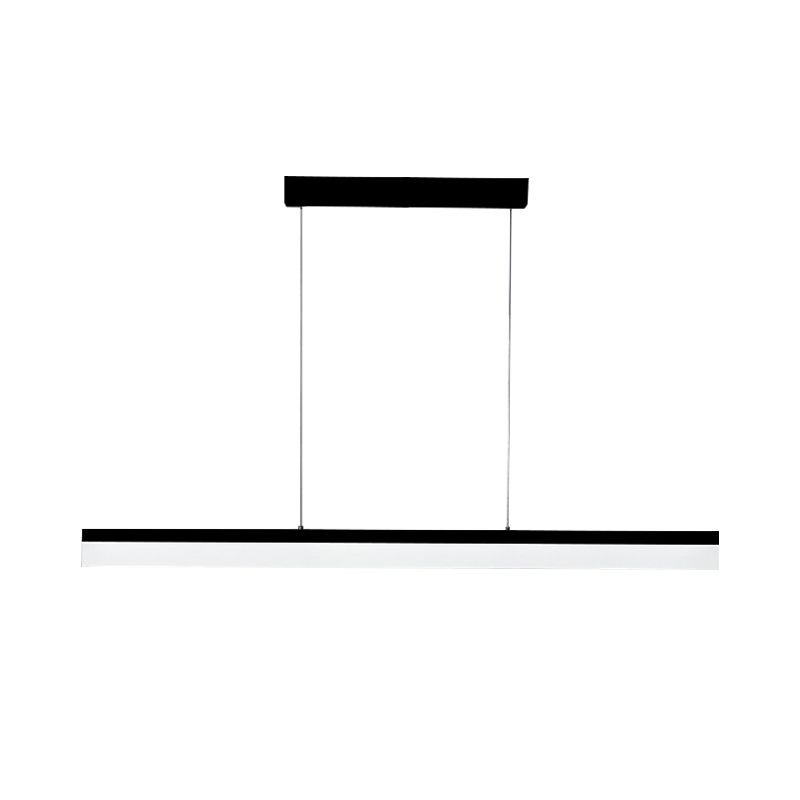 Black/White/Brown Linear Pendant Lighting Minimalist Metal LED Hanging Light in Warm/White/Natural, 31.5"/39"/47" Wide