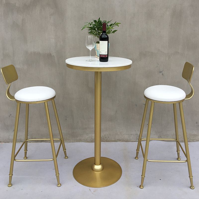 Modern Round Pub Table Set 1/2/3 Pieces Bar Table with Metal Stools