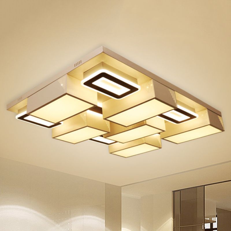21.5"/29.5" Wide Block Flush Ceiling Light Modern Acrylic LED Living Room Flushmount Light in Warm/White/Natural Light