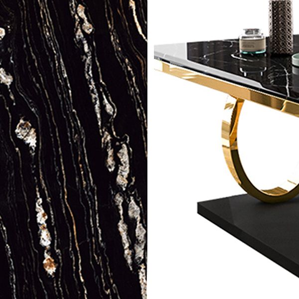 Rectangle Traditional Luxury Dining Table Sintered Stone Table with Trestle Base for Dining Room