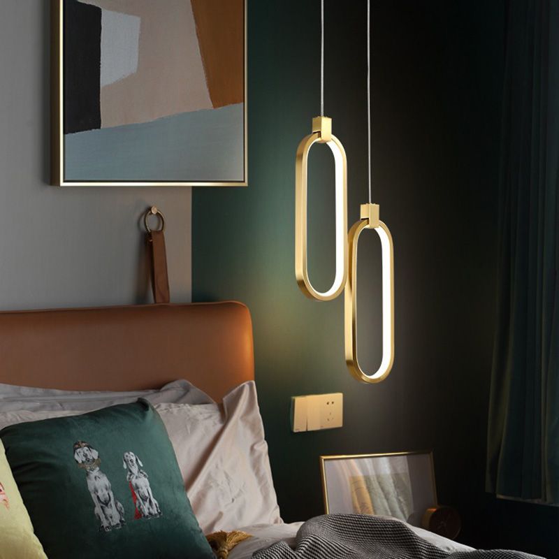 Luce a ciondolo a LED in alluminio in moderno gel di silice in stile conciso luce oblunga per camera da letto