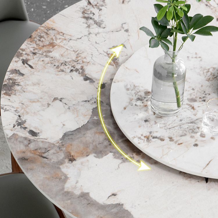 Round Sintered Stone Dining Table Modern Furniture with Pedestal Base for Indoor