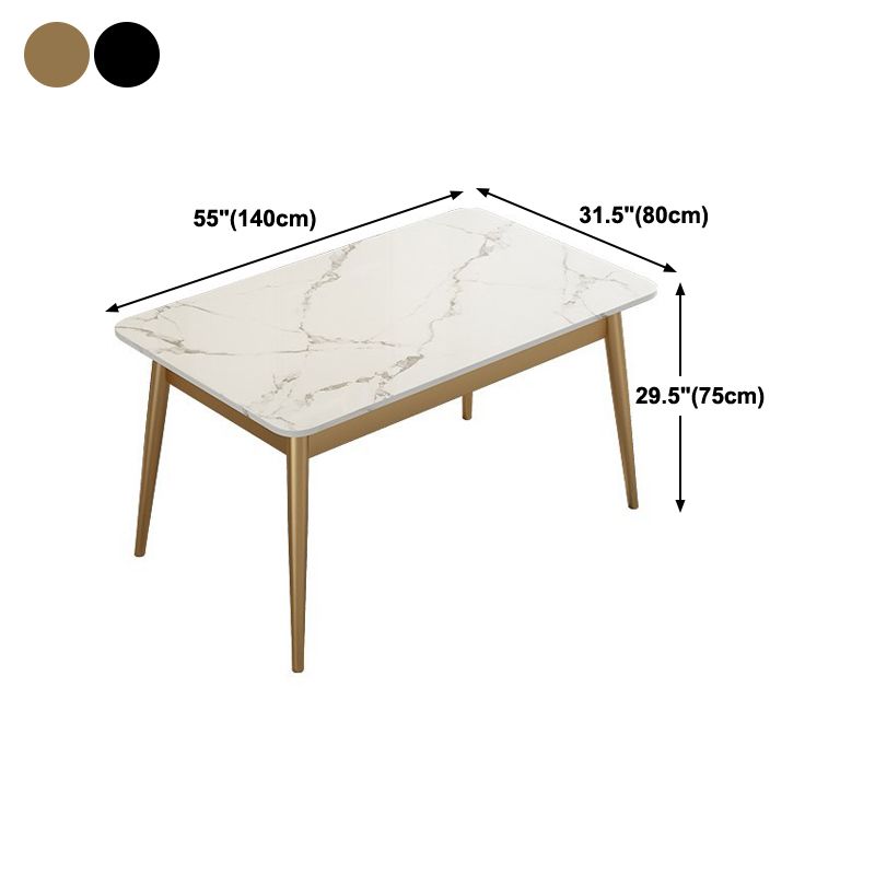 Traditional Luxury Dining Table White Top Rectangle 4 Legs Table for Home