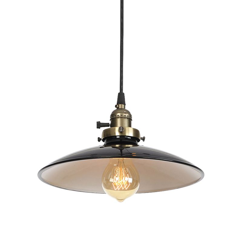 1/2-Pack-Untertasse Bauernhaus Decke Anhänger Vintage Stylish Eisen 1 Kopf schwarz/rotes hängendes Licht mit verstellbarem Kabel