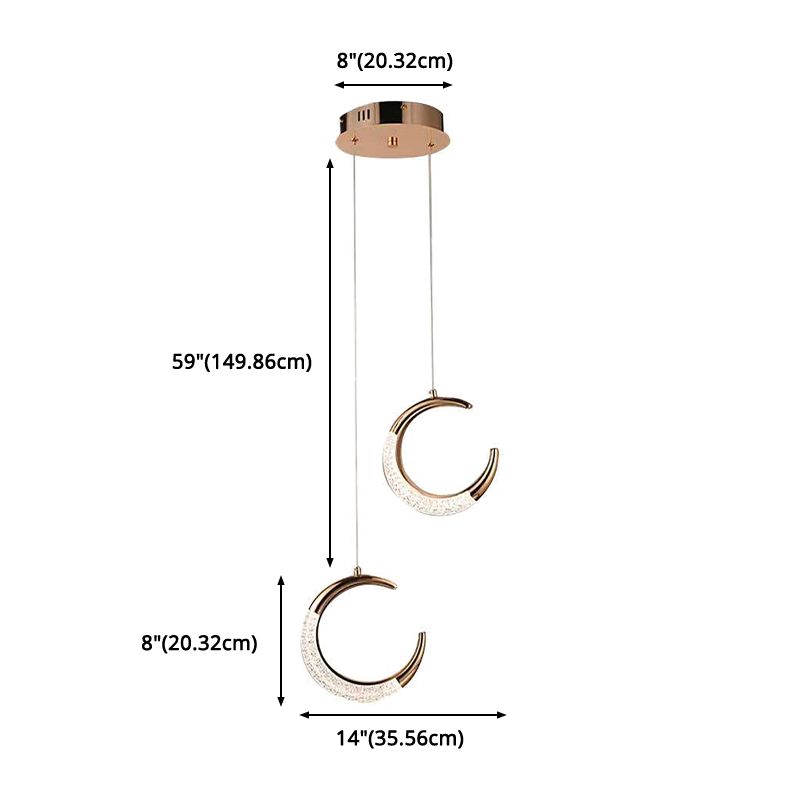 Gold Moon LED Hanging Light in Modern Luxury Style Zine-Alloy Pendant Light with Acrylic Shade