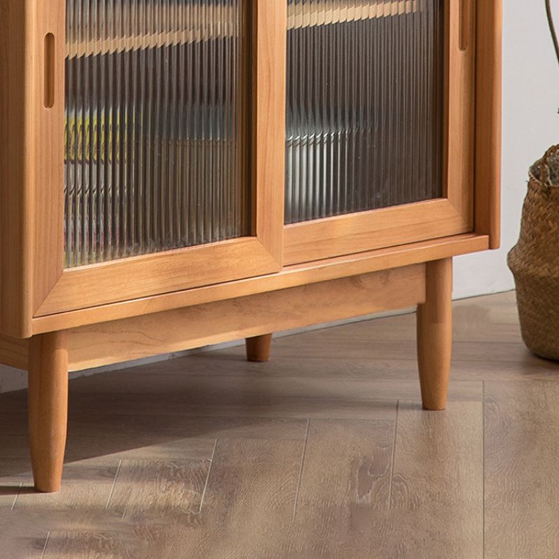 Modern Display Stand Pine Display Cabinet with Doors for Dining Room