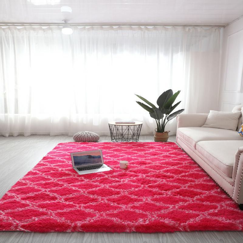 Relaxing Geometry Rug Multi Colored Modern Rug Shaggy Machine Washable Stain Resistant Non-Slip Backing Rug for Home