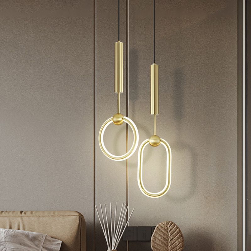 Gouden cirkelvormige led hanglamp in moderne eenvoud smeedijzeren hangende lamp met siliconen schaduw