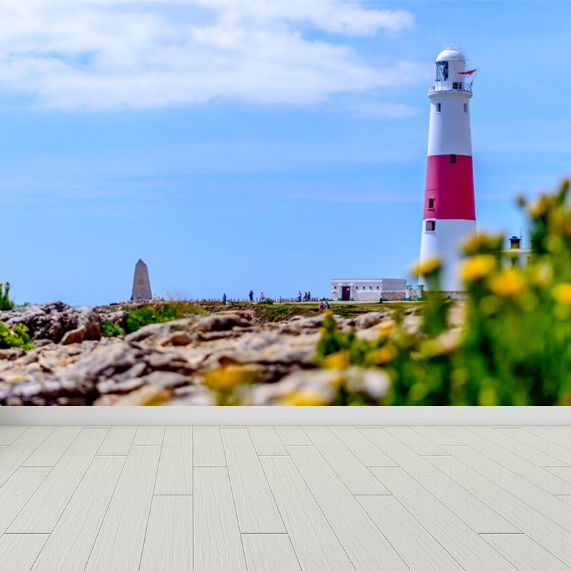 Stain-Proof Beacon in Morning Mural Decal Non-Woven Nautical Wall Decor for Boys Bedroom